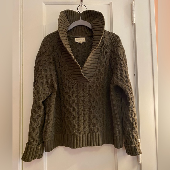 Ralph Lauren Denim & Supply cowl-neck cable knit fisherman’s sweater olive sz XL - Picture 6 of 9